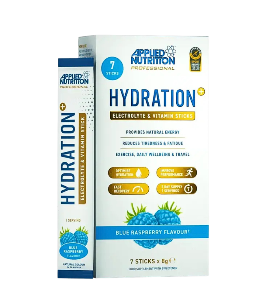 blue razz Applied Nutrition Hydration Electrolyte Sticks Blue Raspberry 7×8g | استیک الکترولیت هیدراتاسیون اپلاید نوتریشن، تمشک آبی، ۷×۸ گرم - Image 1